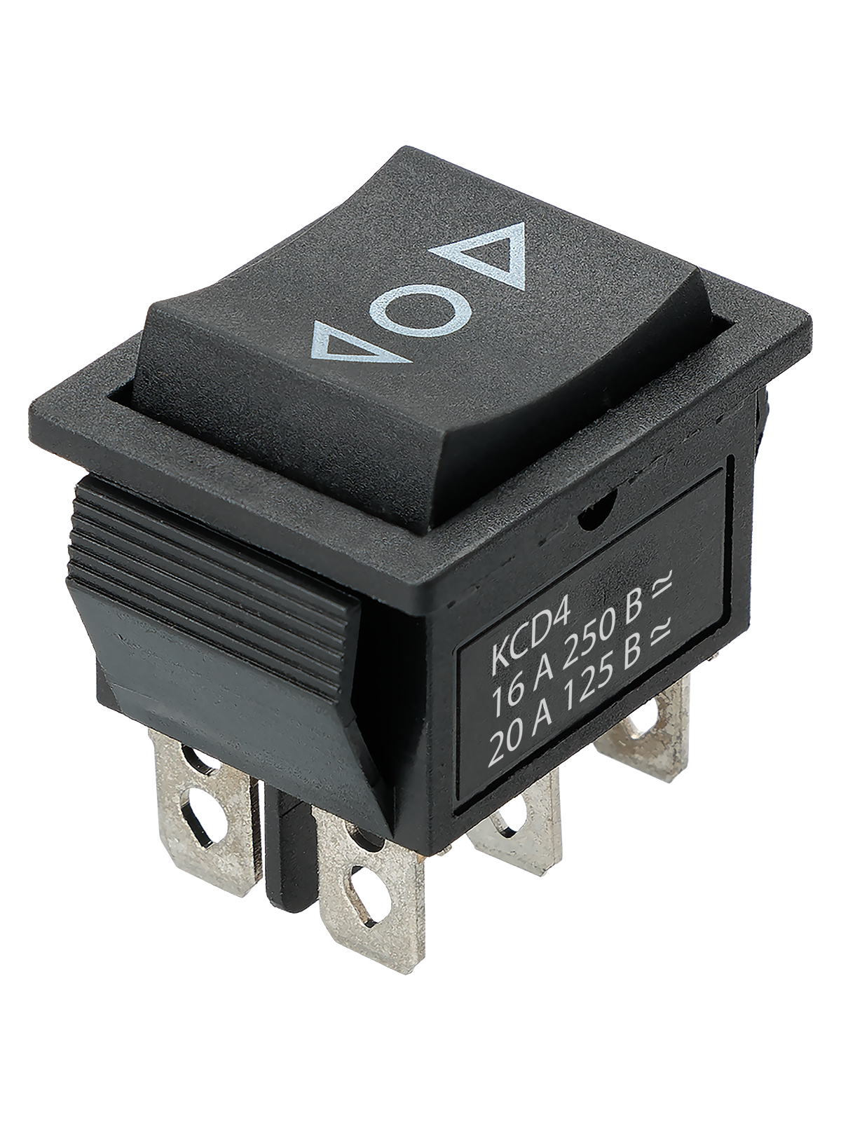 Переключатель клавишный TDM ELECTRIC SQ0703-0053 KCD4-203 250В AC/DC, 2P, 16А, (6с), (ON)-OFF-(ON) с нейтралью, без фиксации, черный