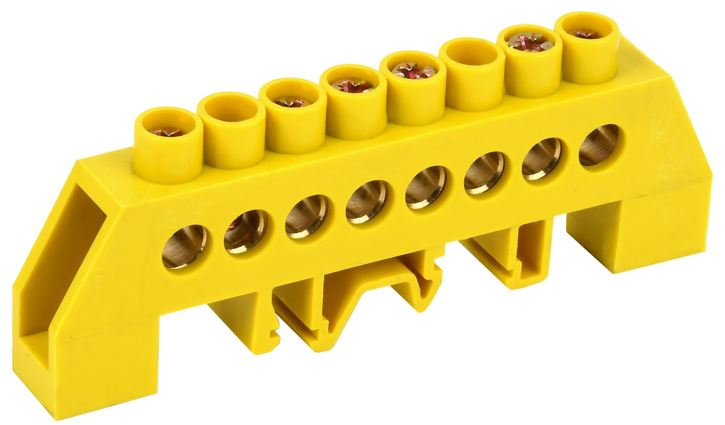 Шина YNN10-812-8DP-K05 ∙ Шина PE "земля" в комб DIN-изол "Стойка" ШНИ-8х12-8-КС-Ж IEK