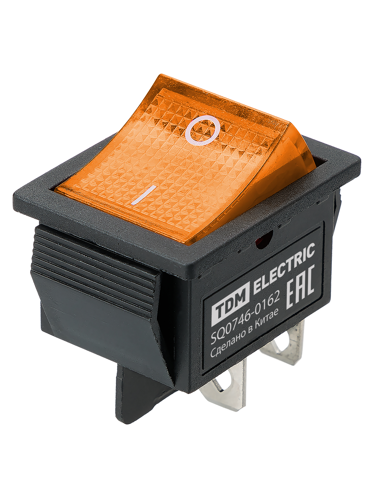 Выключатель клавишный TDM ELECTRIC SQ0746-0162 KCD4-201N 250В AC/DC, 2P, 16А, (4с), ON-OFF, желтая клавиша с LED с подсветкой