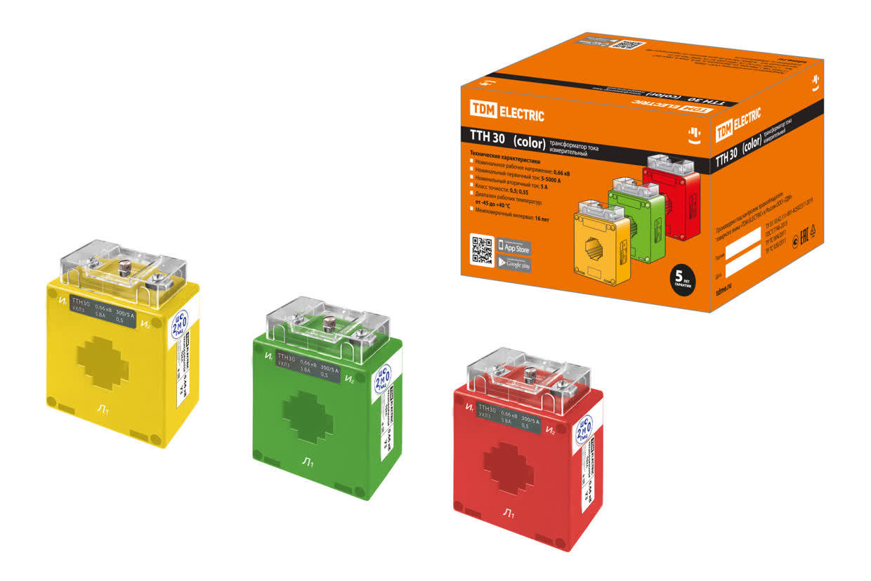 Трансформатор тока измерительный TDM ELECTRIC SQ1101-1211 ТТН 30/200/5-5VA/0,5-Р (3 шт., color)