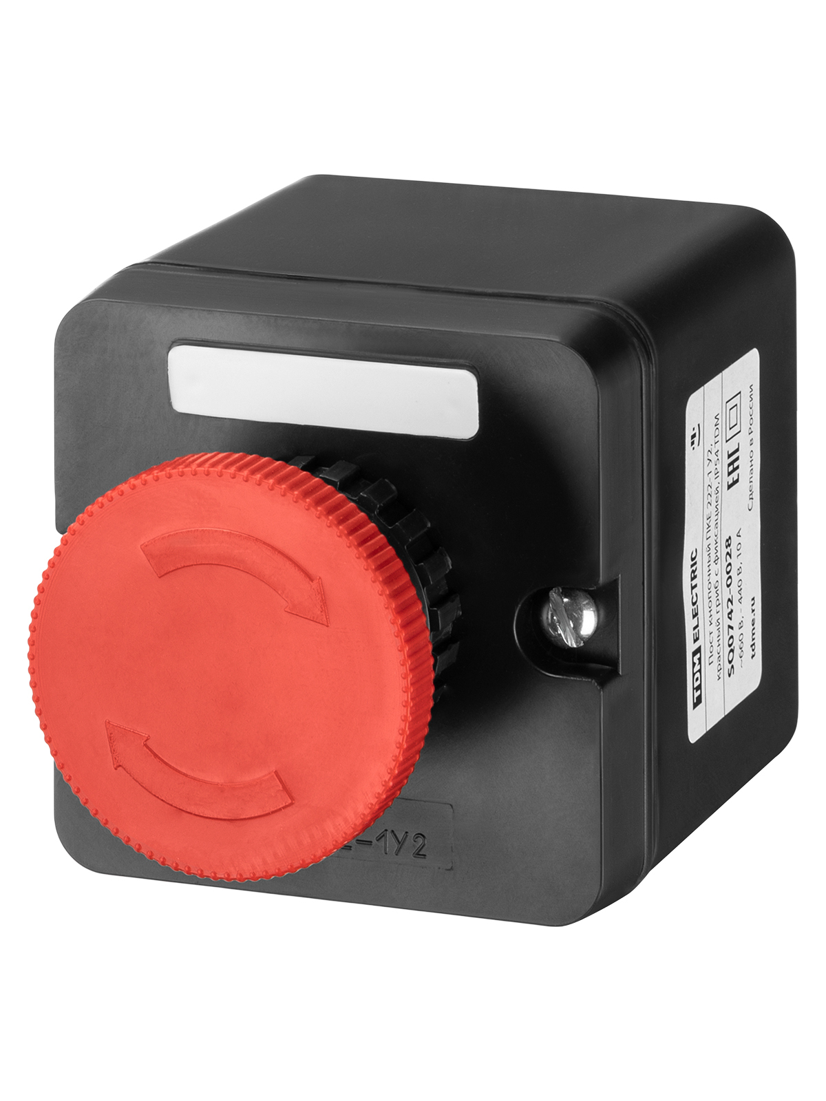 Пост кнопочный TDM ELECTRIC SQ0742-0028 ПКЕ 222-1 У2, красный гриб с фиксацией, IP54
