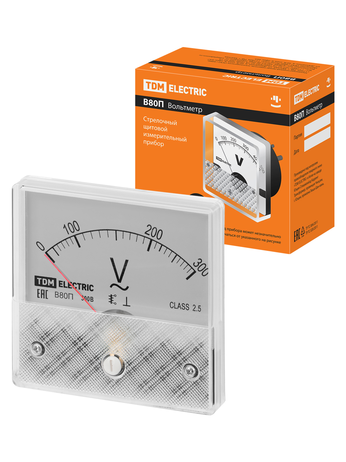 Вольтметр TDM ELECTRIC SQ1102-0239 В80ПН 300В-2,5, (без поверки)