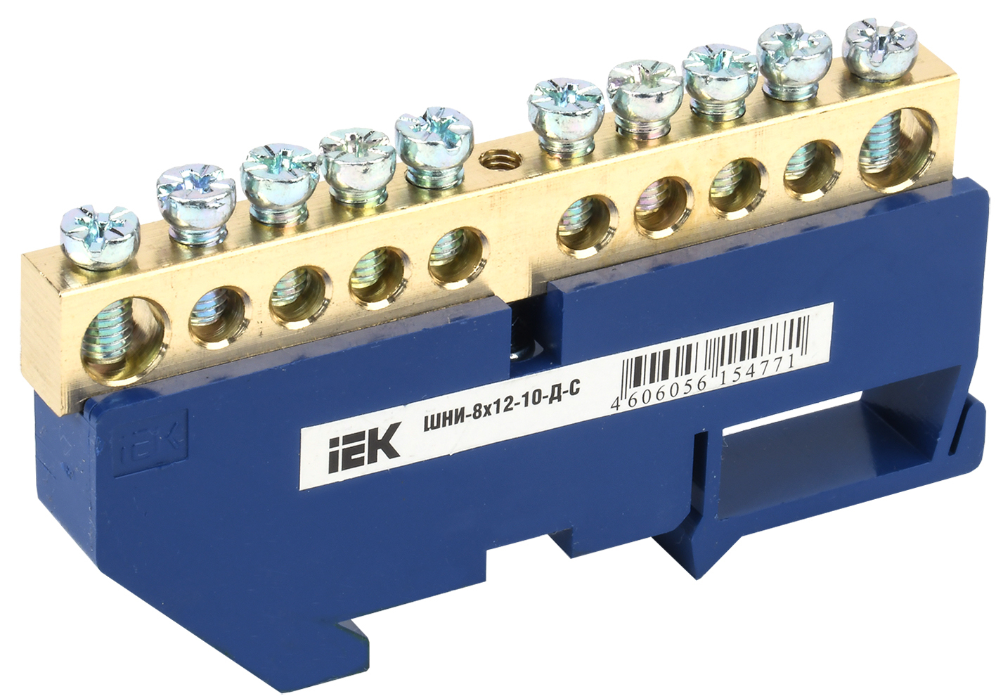 Шина YNN10-812-10D-K07 ∙ Шина N "ноль" на DIN-изол ШНИ-8х12-10-Д-С IEK