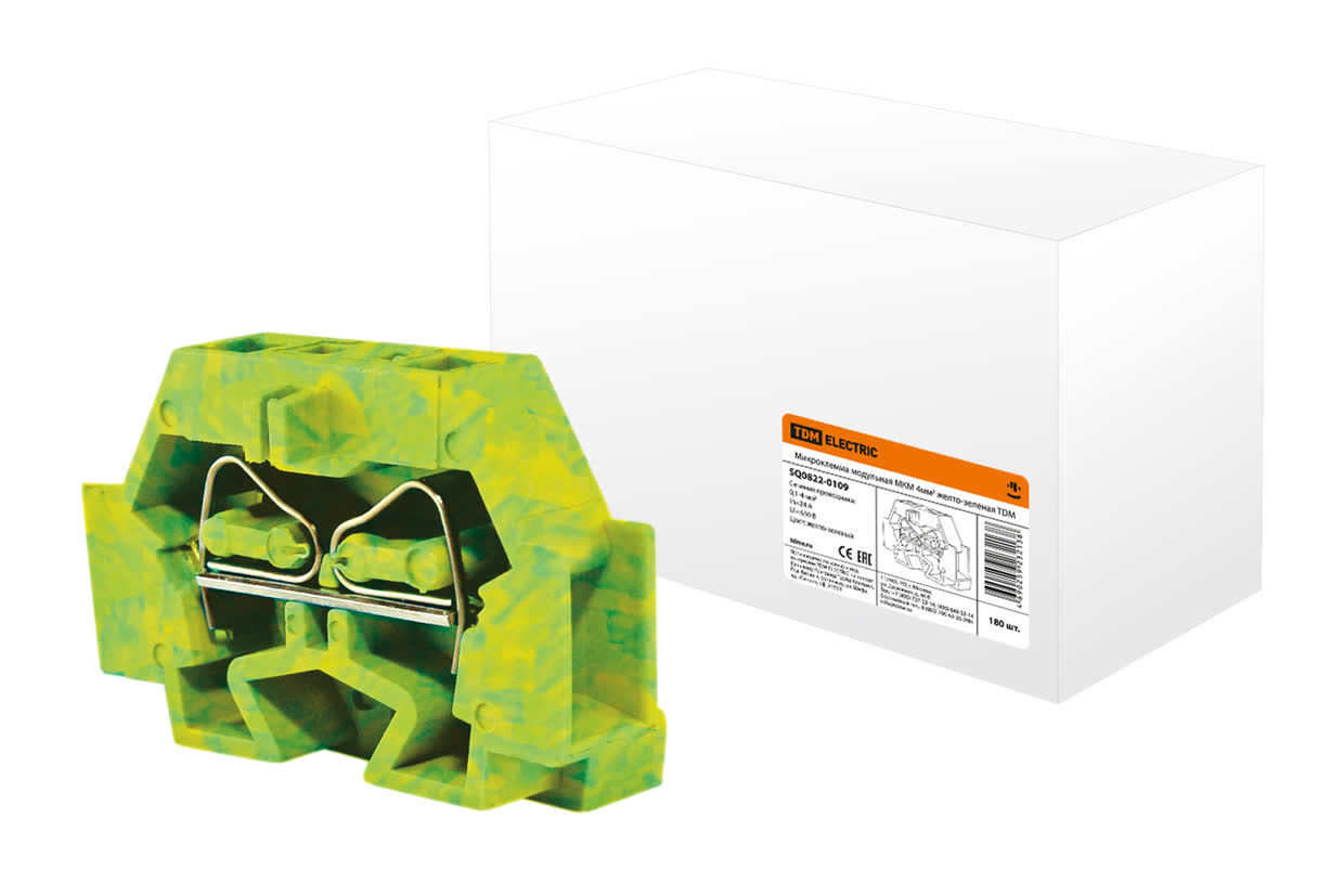 Микроклемма модульная TDM ELECTRIC SQ0822-0109 МКМ 4мм2 желто-зеленая (Упаковка 20шт)