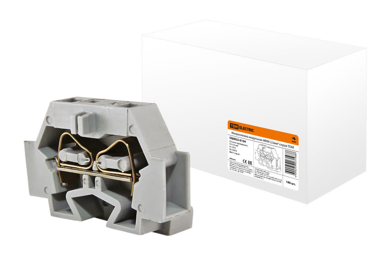 Микроклемма модульная TDM ELECTRIC SQ0822-0104 МКМ 2,5мм2 серая (Упаковка 20шт)