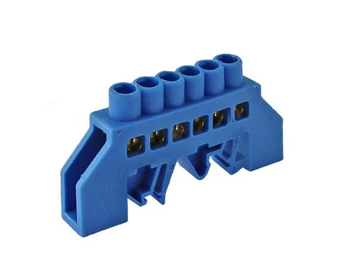 TDM ELECTRIC SQ0801-0076 Шина "N" нулевая в изоляторе на DIN-рейку 8x12мм 6 групп (Упаковка 10шт)