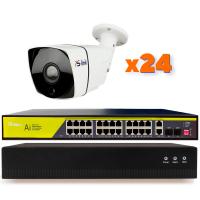 Комплект видеонаблюдения IP 2Мп Ps-Link KIT-C224IP-POE 24 камеры с ночной съемкой для улицы, с датчиком движения, питание PoE
