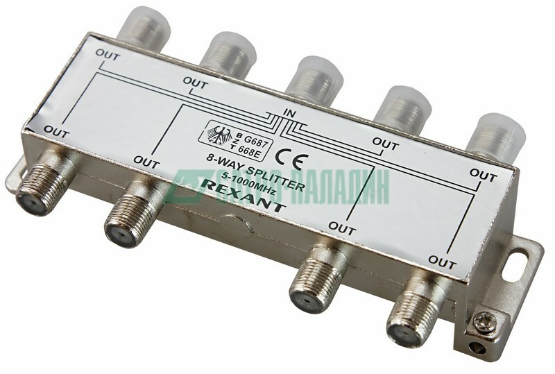 05-6005 ∙ ДЕЛИТЕЛЬ ТВ х 8 под F разъём 5-1000 МГц REXANT ∙ кратно 5 шт
