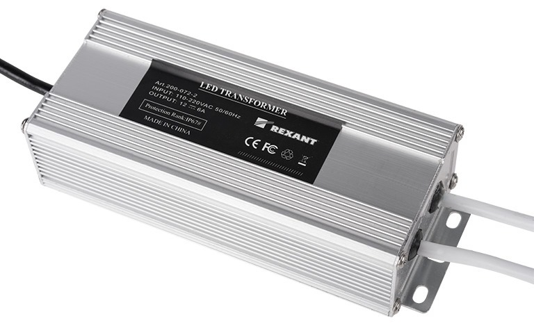200-072-2 ∙ Источник питания 110-220 V AC/12 V DC 6 А 72 W с проводами влагозащищенный (IP67)