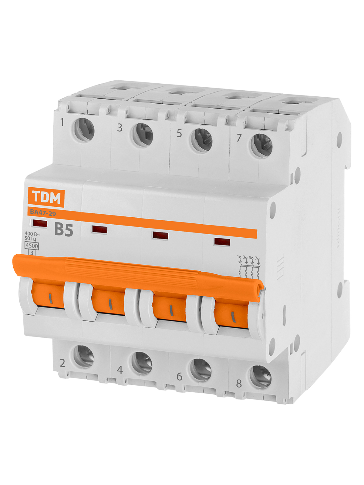 Выключатель автоматический модульный TDM ELECTRIC SQ0206-0053 ВА47-29 4Р 5А 4,5кА х-ка В