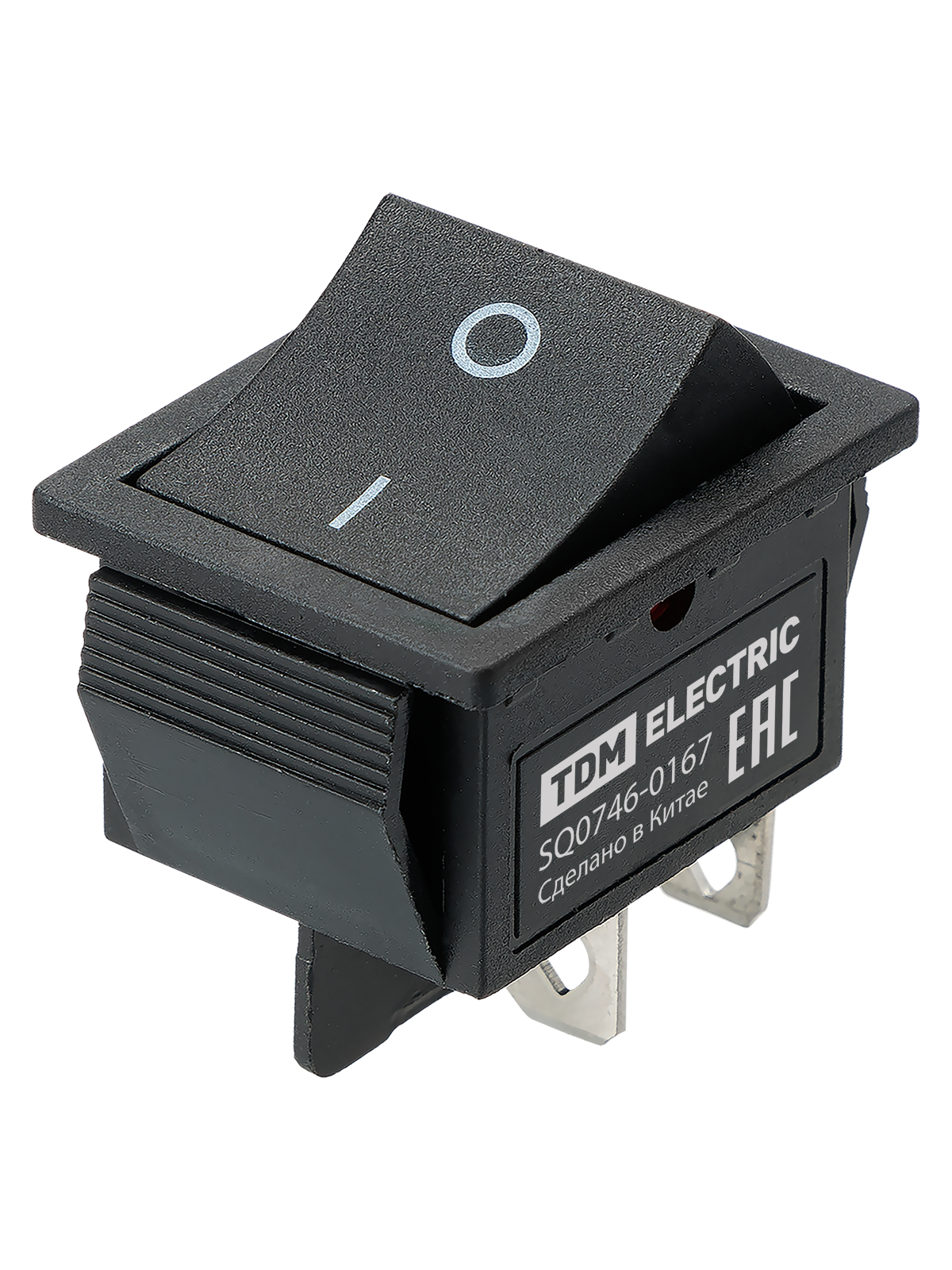 Выключатель клавишный TDM ELECTRIC SQ0746-0167 KCD4-201 250В AC/DC, 2P, 16А, (4с), (ON)-OFF, черный, без фиксации