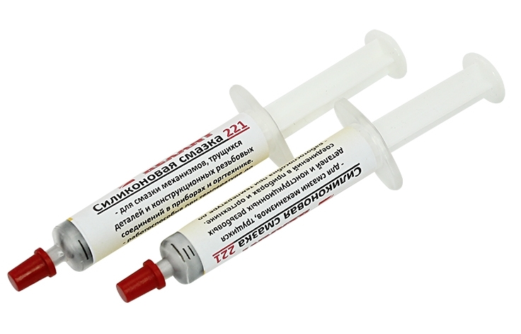 09-3955 ∙ Смазка силиконовая REXANT, модель 221, до +350 ℃, 2 мл, шприц ∙ кратно 10 шт