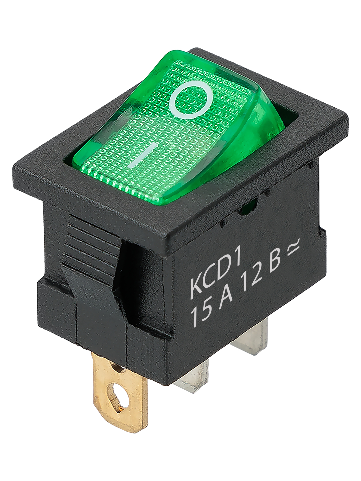 Выключатель автоматический TDM ELECTRIC SQ0746-0134 KCD1-101N 12В AC/DC, 1P, 15А, (3с), ON-OFF, зеленая клавиша с LED подсветкой