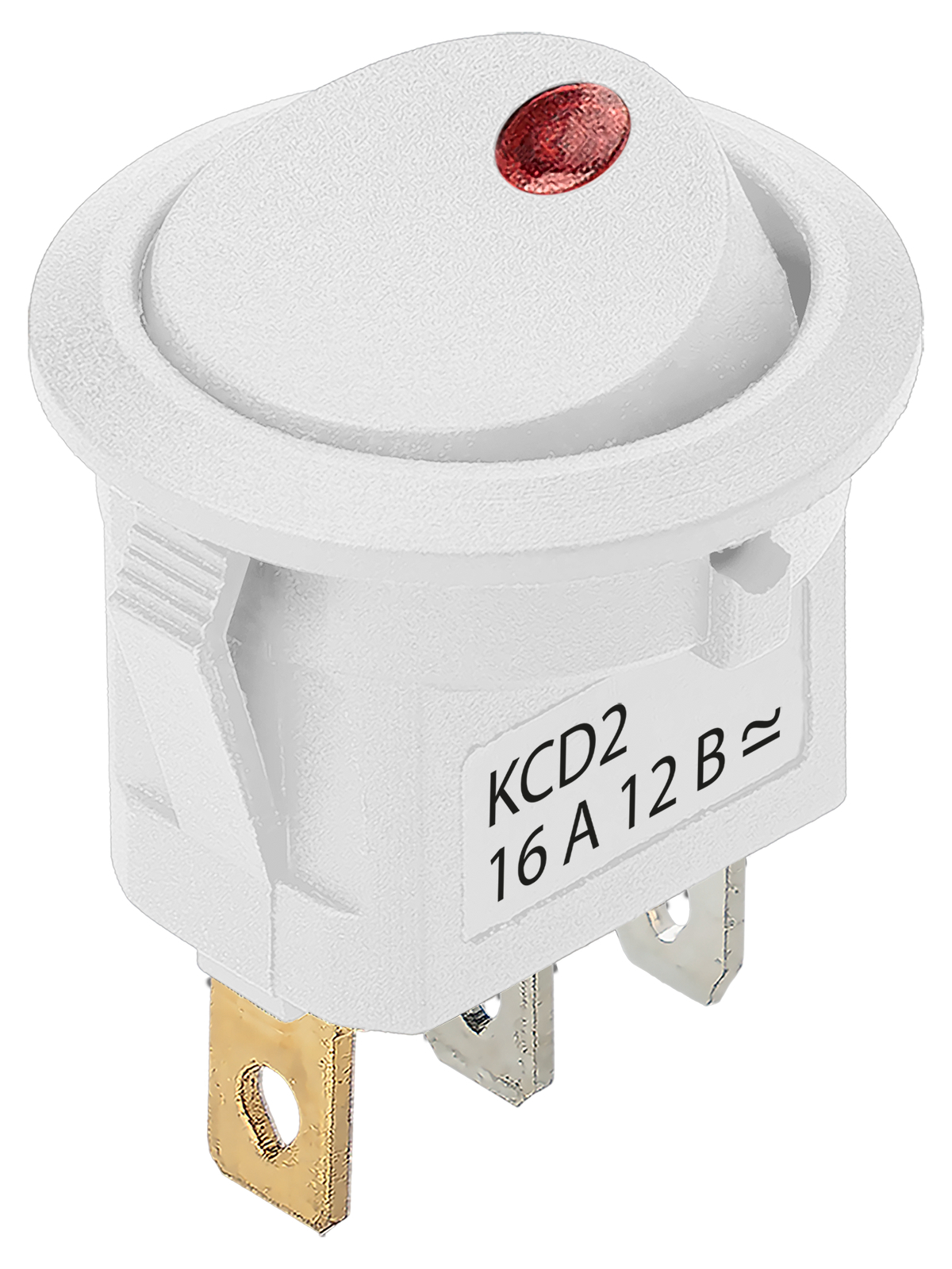 Выключатель клавишный TDM ELECTRIC SQ0746-0147 KCD2-101N-2 12В AC/DC, 1P, 16А, (3с), ON-OFF, белый с красной точечной LED подсветкой