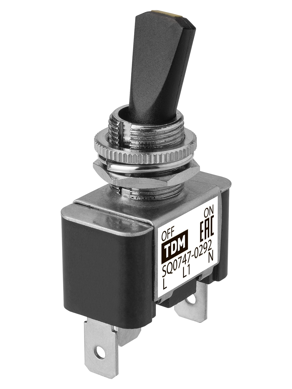 Выключатель-тумблер TDM ELECTRIC SQ0747-0293 ASW-07D-2 1P 12В AC/DC 30А (3c) ON-OFF с фиксацией с синей LED подсветкой