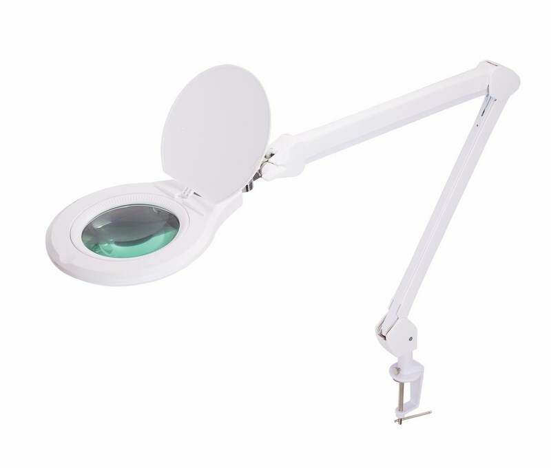 31-0532 ∙ Лупа на струбцине REXANT, круглая, 5D, с подсветкой 72 SMD, сенсорный регулятор яркости, белая