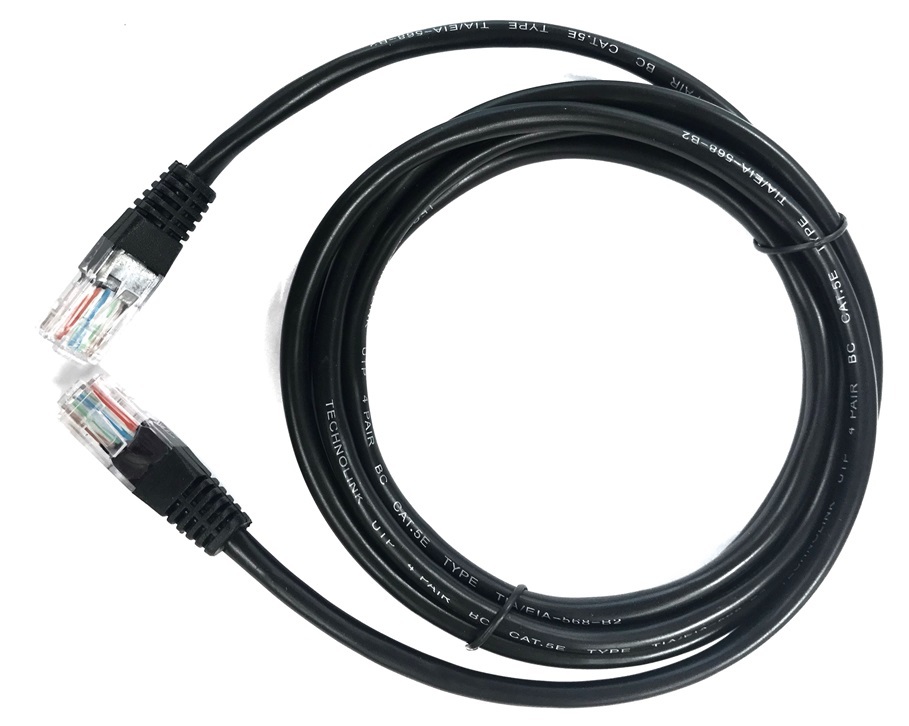 Патч-корд Патч-корд Technolink UTP4 cat 5e, 2,0м, ВС, LSZH, черный, литой коннектор (57004)