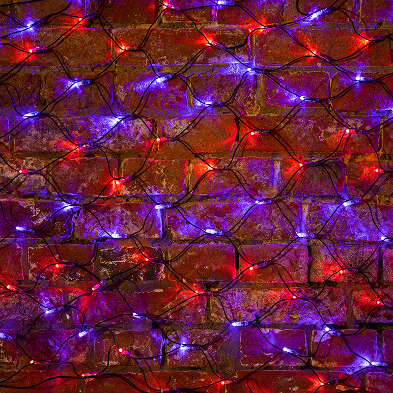 215-013 ∙ Гирлянда "Сеть" 2х0,7м, черный ПВХ, 176 LED Красные/Синие