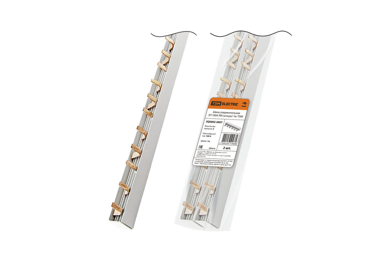 TDM ELECTRIC SQ0802-0007 Шина соединительная 3П 100A PIN (штырь) 1м