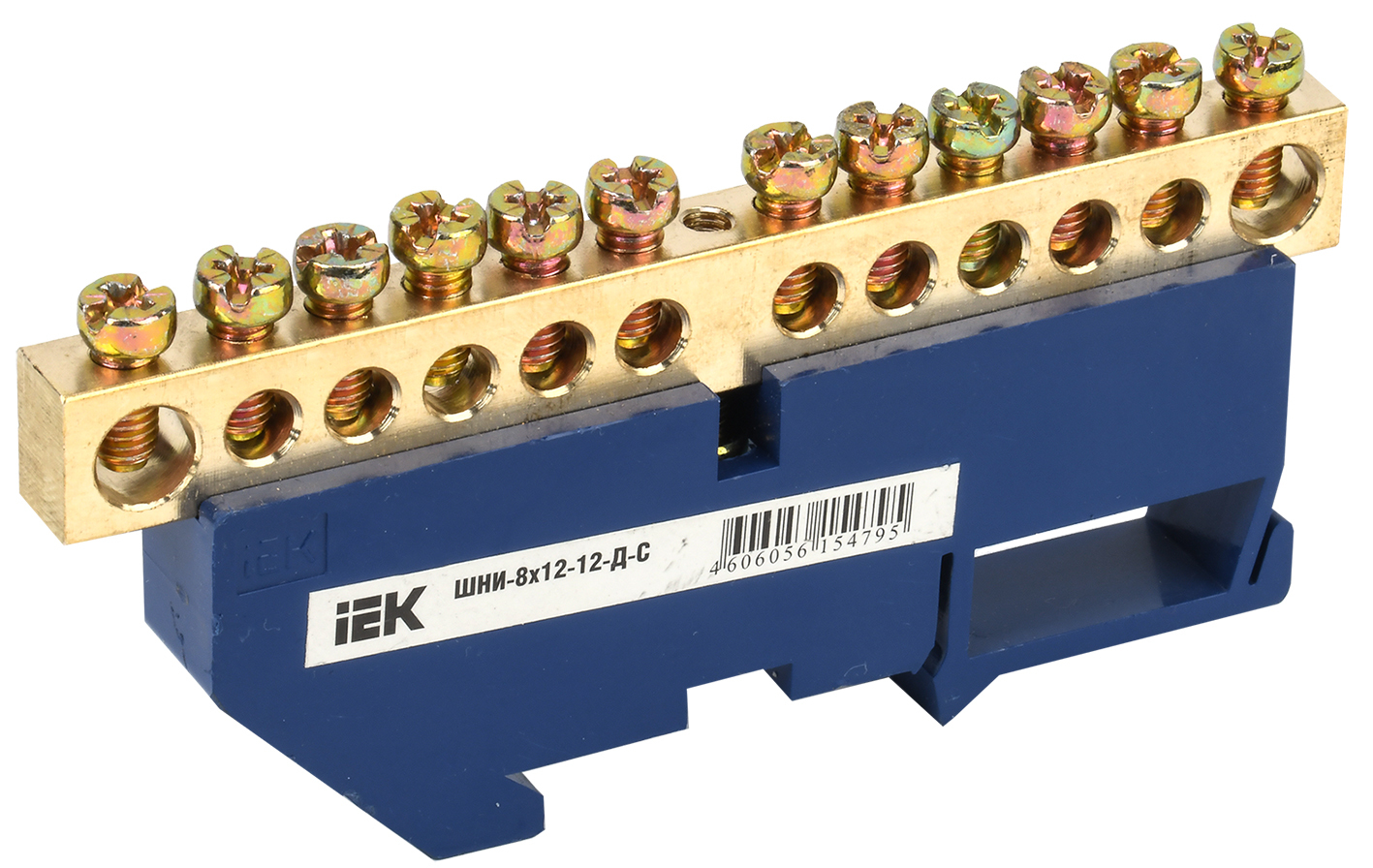 Шина YNN10-812-12D-K07 ∙ Шина N "ноль" на DIN-изол ШНИ-8х12-12-Д-С IEK