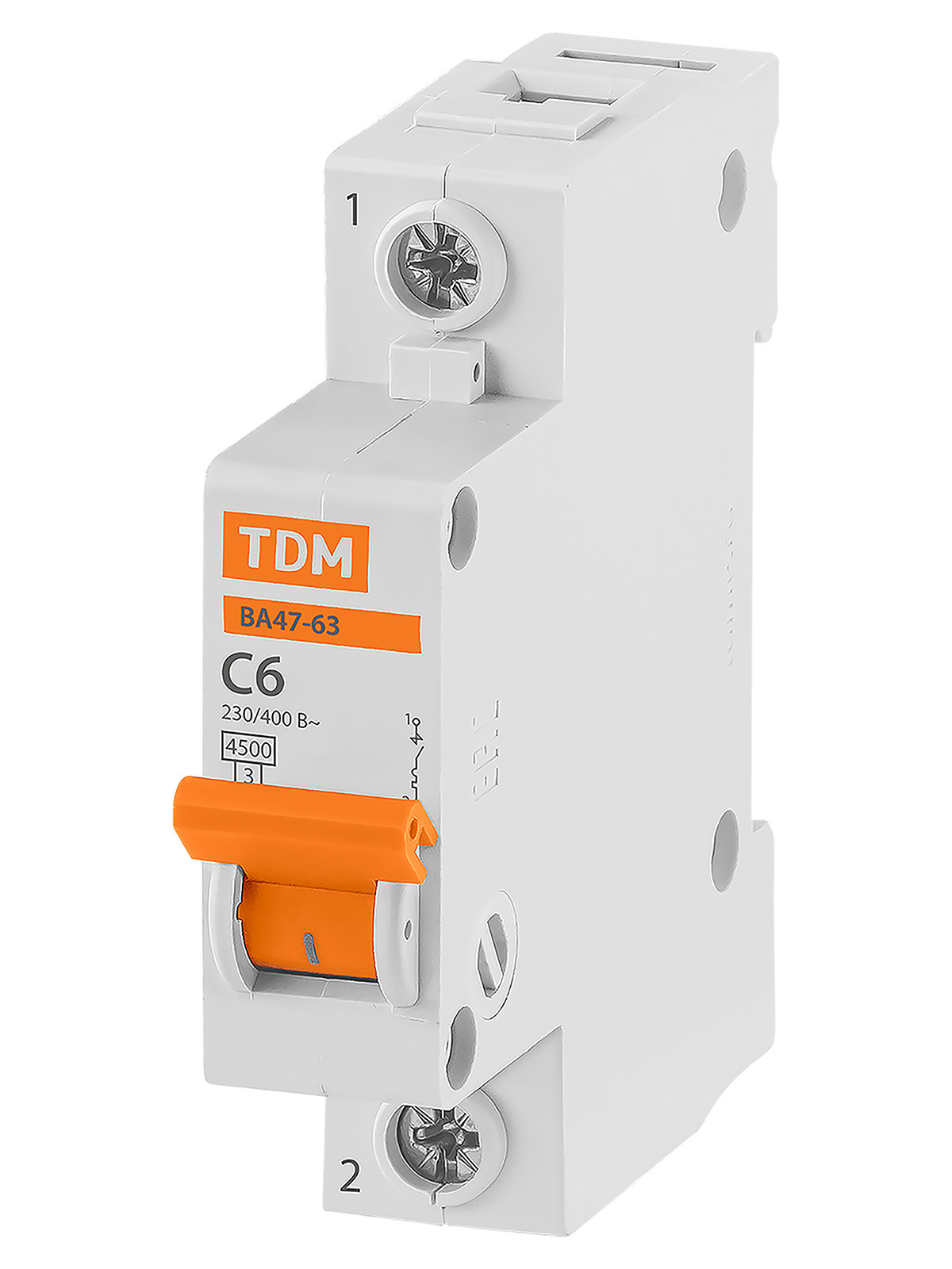 Выключатель автоматический модульный TDM ELECTRIC SQ0218-0001 ВА47-63 1Р 6А 4,5кА х-ка С
