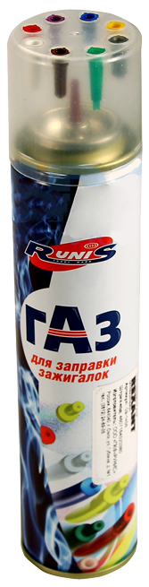 Газ 09-1406 ∙ Газ для зажигалок, металлический баллон 270 мл (110 гр) (5 переходников)