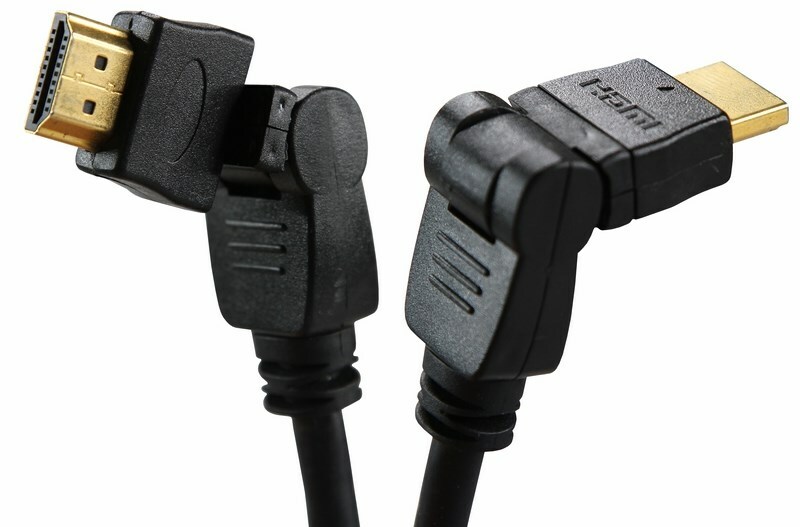 Шнур 17-6204-3 ∙ Шнур HDMI - HDMI с фильтрами, длина 2 метра, угловой 360° (GOLD) (PVC пакет) REXANT ∙ кратно 10 шт