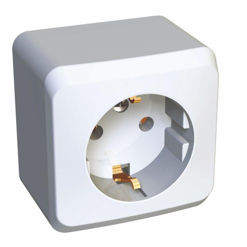 Розетка электрическая PA16-003B ∙ Systeme Electric Этюд наруж Бел Розетка 1-ая с/з без шторок
