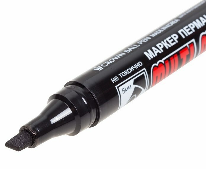 Маркер 08-8801 ∙ Маркер перманентный Crown «Multi Marker Chisel» 5 мм, черный, скошенный ∙ кратно 12 шт