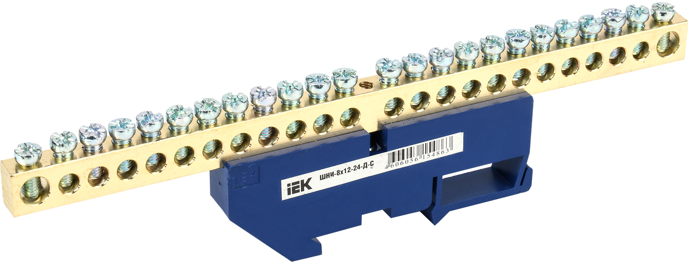 Шина YNN10-812-24D-K07 ∙ Шина N "ноль" на DIN-изол ШНИ-8х12-24-Д-С IEK