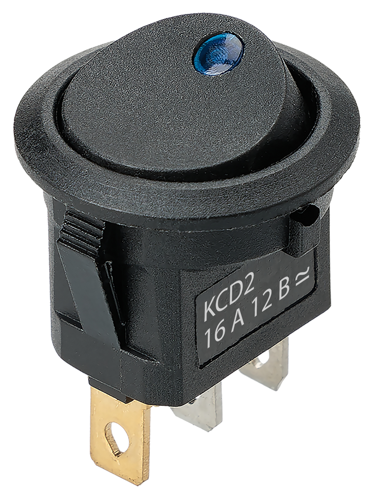 Выключатель клавишный TDM ELECTRIC SQ0746-0148 KCD2-101N-2 12В AC/DC, 1P, 16А, (3с), ON-OFF, черный с синей точечной LED подсветкой