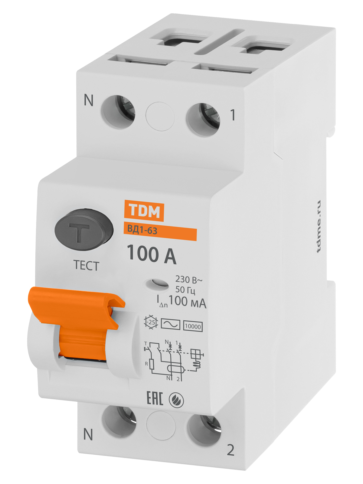 Устройство защитного отключения TDM ELECTRIC SQ0203-0102 ВД1-63 2Р 100А 500мА