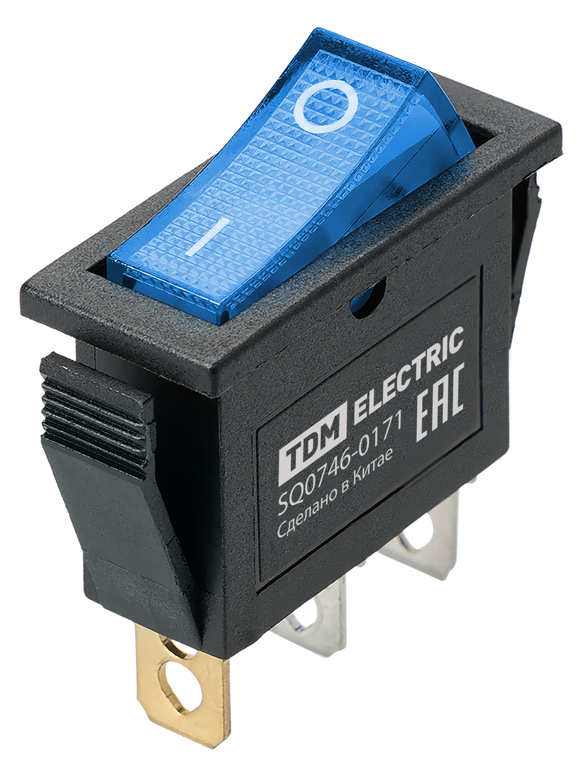 Выключатель клавишный TDM ELECTRIC SQ0746-0171 IRS-101N 250В AC/DC, 1P, 15А, (3с), ON-OFF, синяя клавиша с LED подсветкой