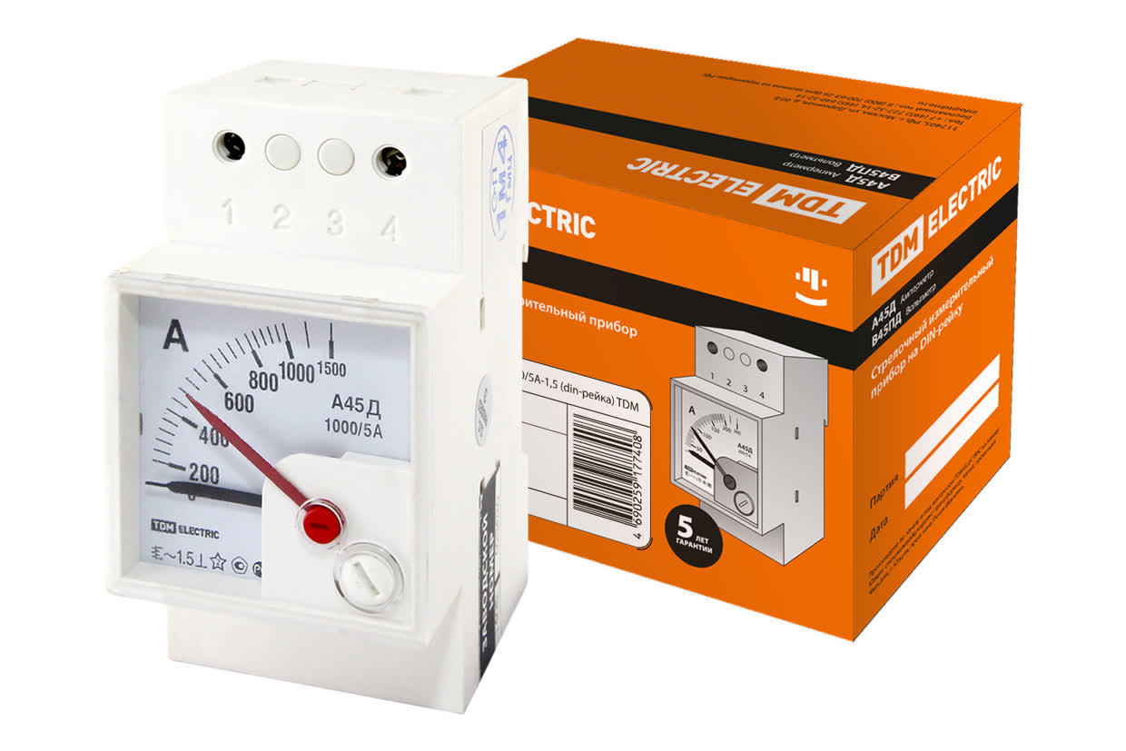 Амперметр TDM ELECTRIC SQ1102-0306 А45Д 1000/5А-1,5 (DIN-рейка)