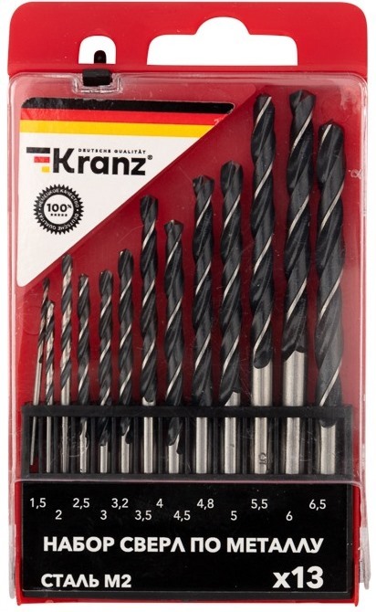 KR-91-0631 ∙ Набор сверл по металлу (HSS) диаметр 1.5-6.5 мм (13 шт.) Kranz