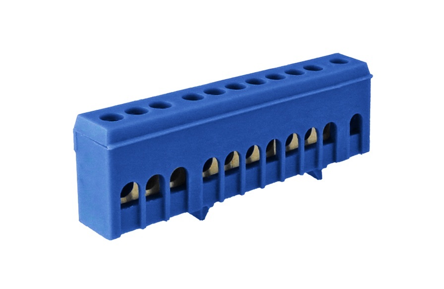Шина нулевая с изолятором на DIN-рейку TDM ELECTRIC SQ0801-0094 Шина "N" нулевая в синем изоляторе на DIN-рейку 6x9мм 15 групп (Упаковка 10шт)