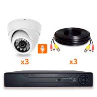 Комплект видеонаблюдения AHD 5Мп Ps-Link KIT-A503HDM 3 камеры с микрофоном для помещения
