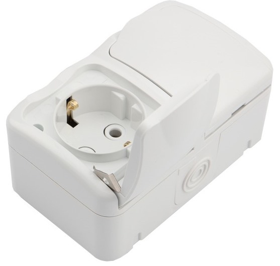 KR-78-0607 ∙ Блок горизонтальный 2 розетки (керамика) Mini OG IP54 с заземлением, о/у, белый KRANZ