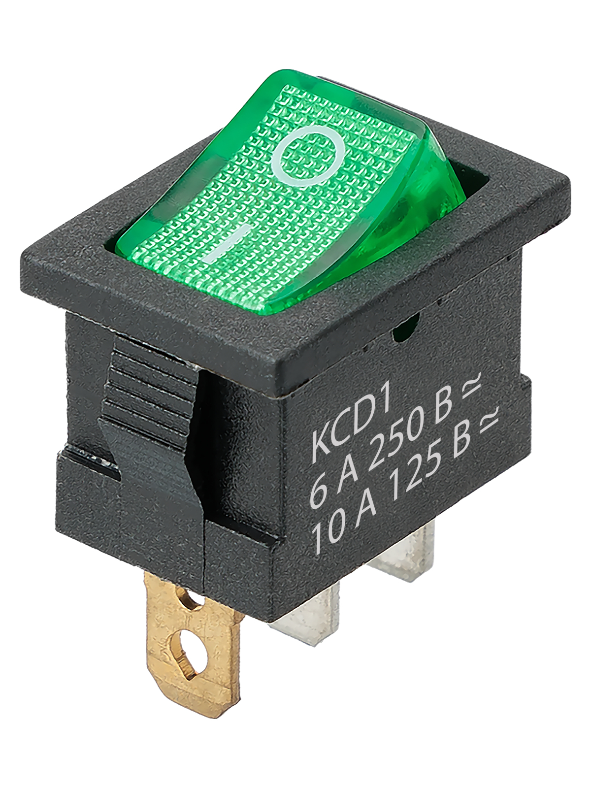 Выключатель автоматический TDM ELECTRIC SQ0746-0135 KCD1-101N 250В AC/DC 1P 6А (3с) ON-OFF, зеленая клавиша с LED подсветкой