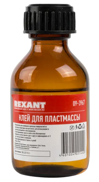 09-3967 ∙ Клей для пластмассы REXANT, «ДХЭ», 30 мл ∙ кратно 10 шт