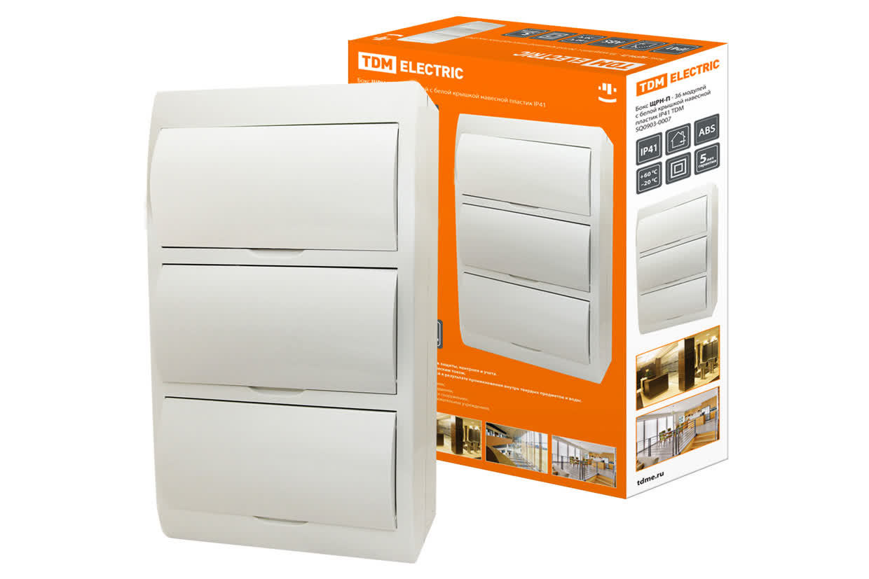 Щит распределительный TDM ELECTRIC SQ0903-0007 ЩРН-П-36 с белой крышкой