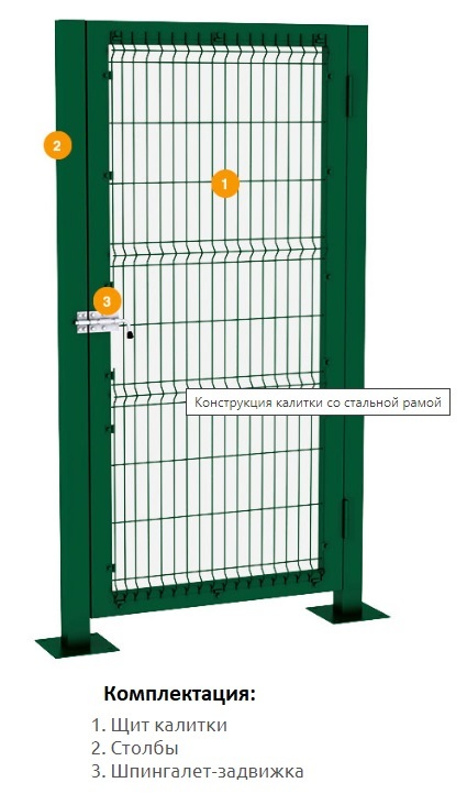 Калитка ограждения Калитка со стальной рамой 1100*2550