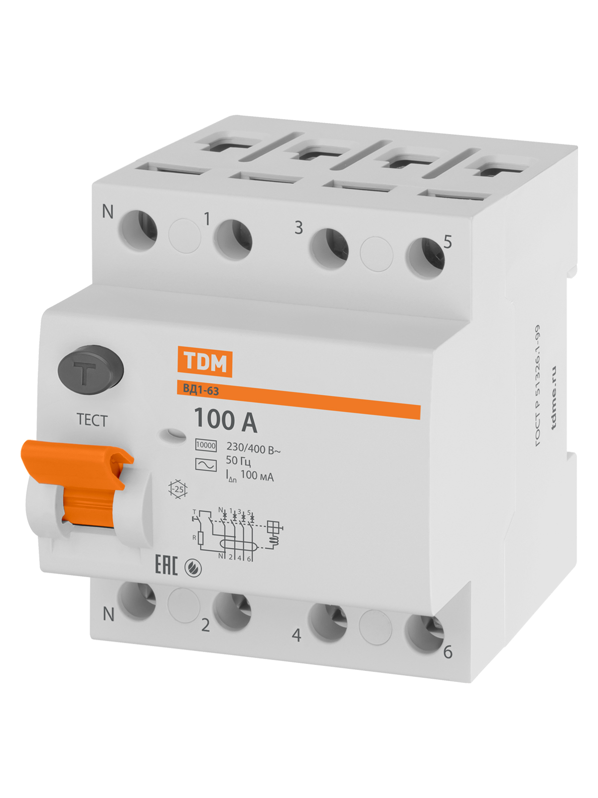 Устройство защитного отключения TDM ELECTRIC SQ0203-0101 ВД1-63 4Р 80А 500мА
