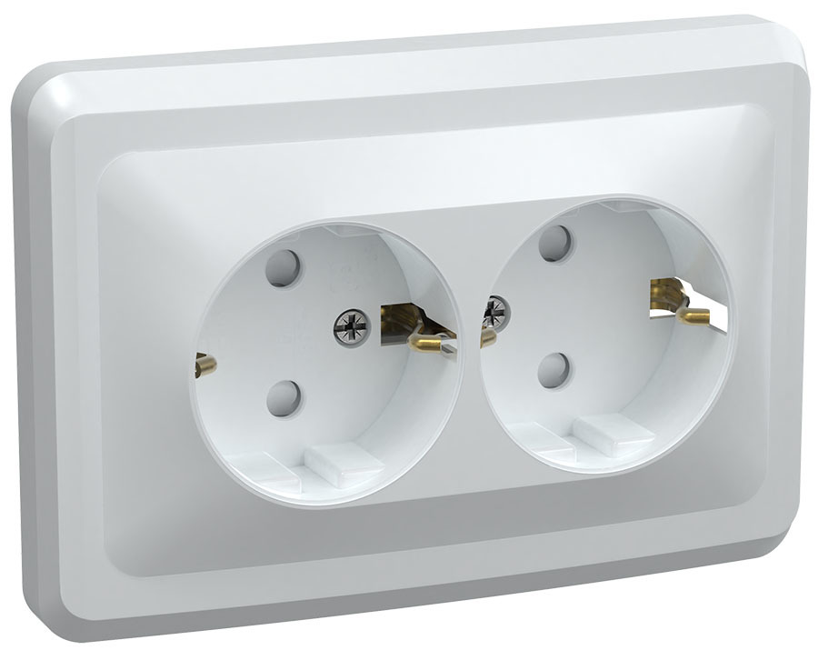 Розетка электрическая ERV21-K01-16-DM ∙ VEGA Роз. 2-мест. с з/к без з/ш 16А РС12-3-ВБ бел. IEK