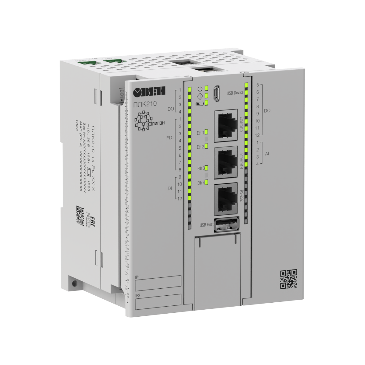 Контроллер с возможностью резервирования ОВЕН ПЛК210-12-PL-BASE104-R