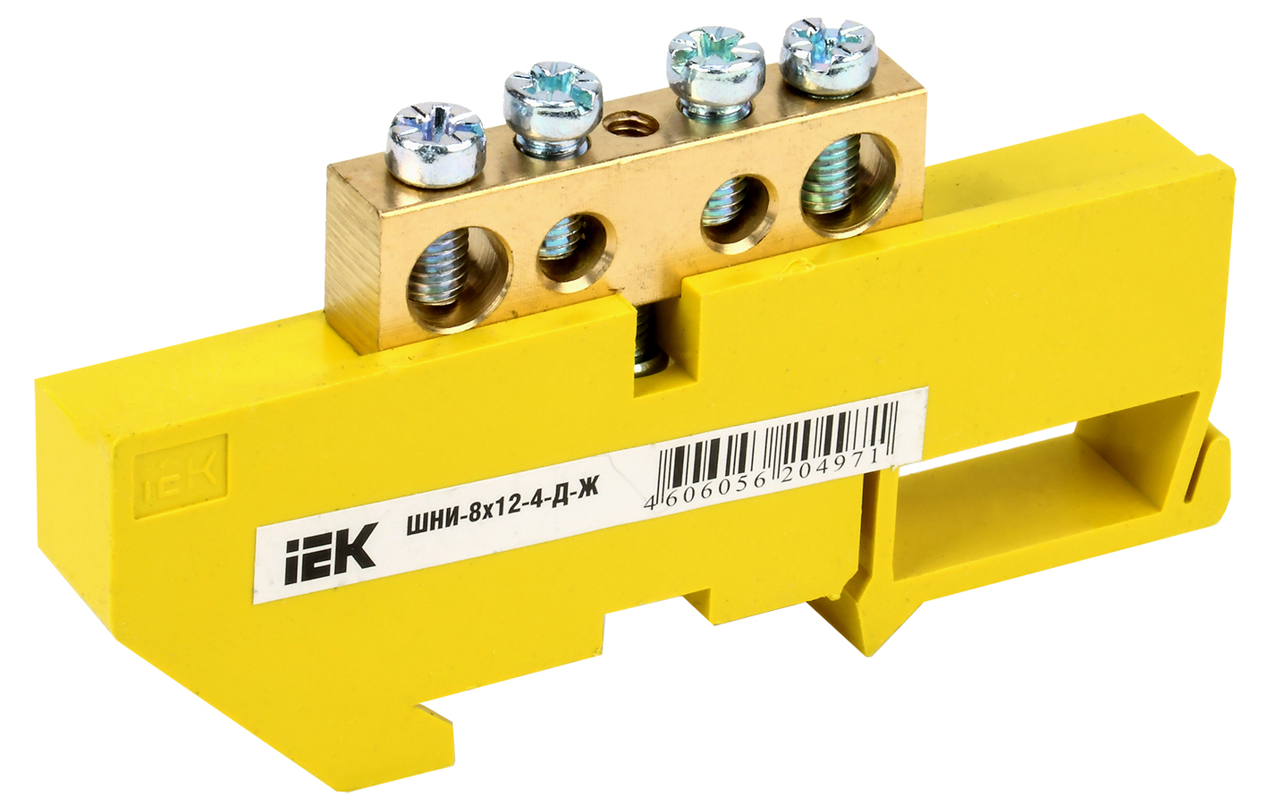 Шина YNN10-812-4D-K05 ∙ Шина PE "земля" на DIN-изол ШНИ-8х12-4-Д-Ж IEK