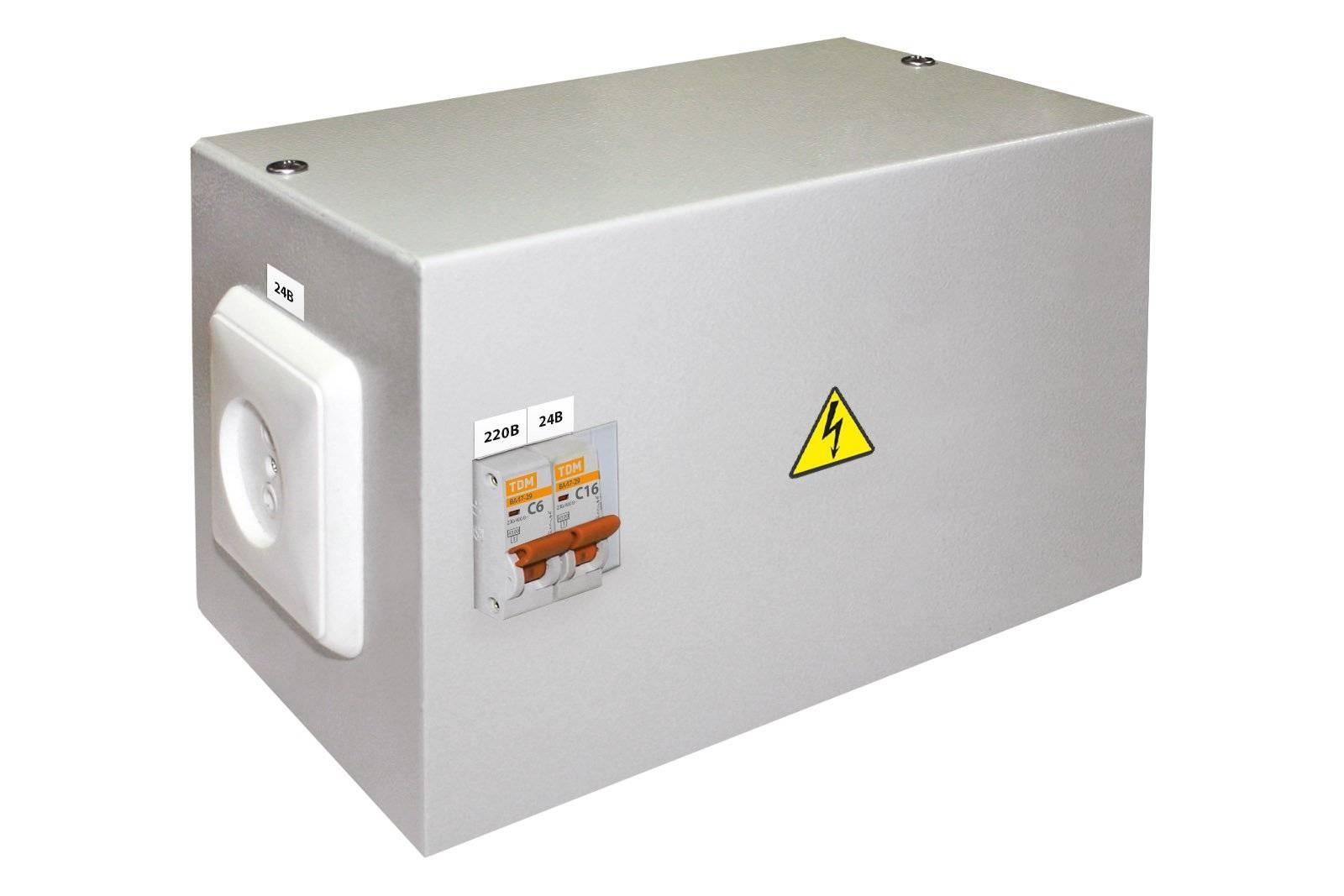 Ящик с понижающим трансформатором TDM ELECTRIC SQ1601-0015 ЯТП-0,25 220/24-2 авт. IP54