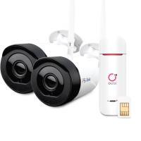 Комплект видеонаблюдения 4G 3Мп Ps-Link KIT-XMG302-4G две камеры для улицы, микрофон, динамик, ночная съемка, слот microSD