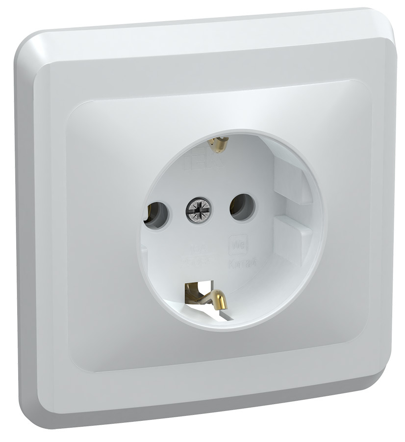 Розетка электрическая ERV11-K01-16-DM ∙ VEGA Роз. 1-мест. с з/к без з/ш 16А РС10-3-ВБ бел. IEK