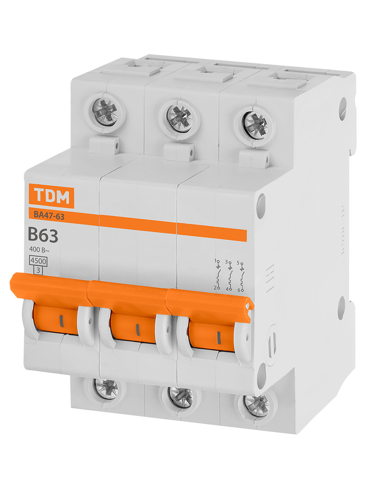 Выключатель автоматический модульный TDM ELECTRIC SQ0218-0061 ВА47-63 3Р 63А 4,5кА х-ка B